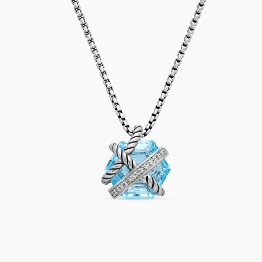 David Yurman Hexagonal Blue Crystal Necklace